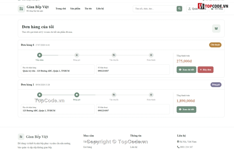 Website bán đồ dùng,Web bán đồ dùng nhà bếp,Website đồ nhà bếp